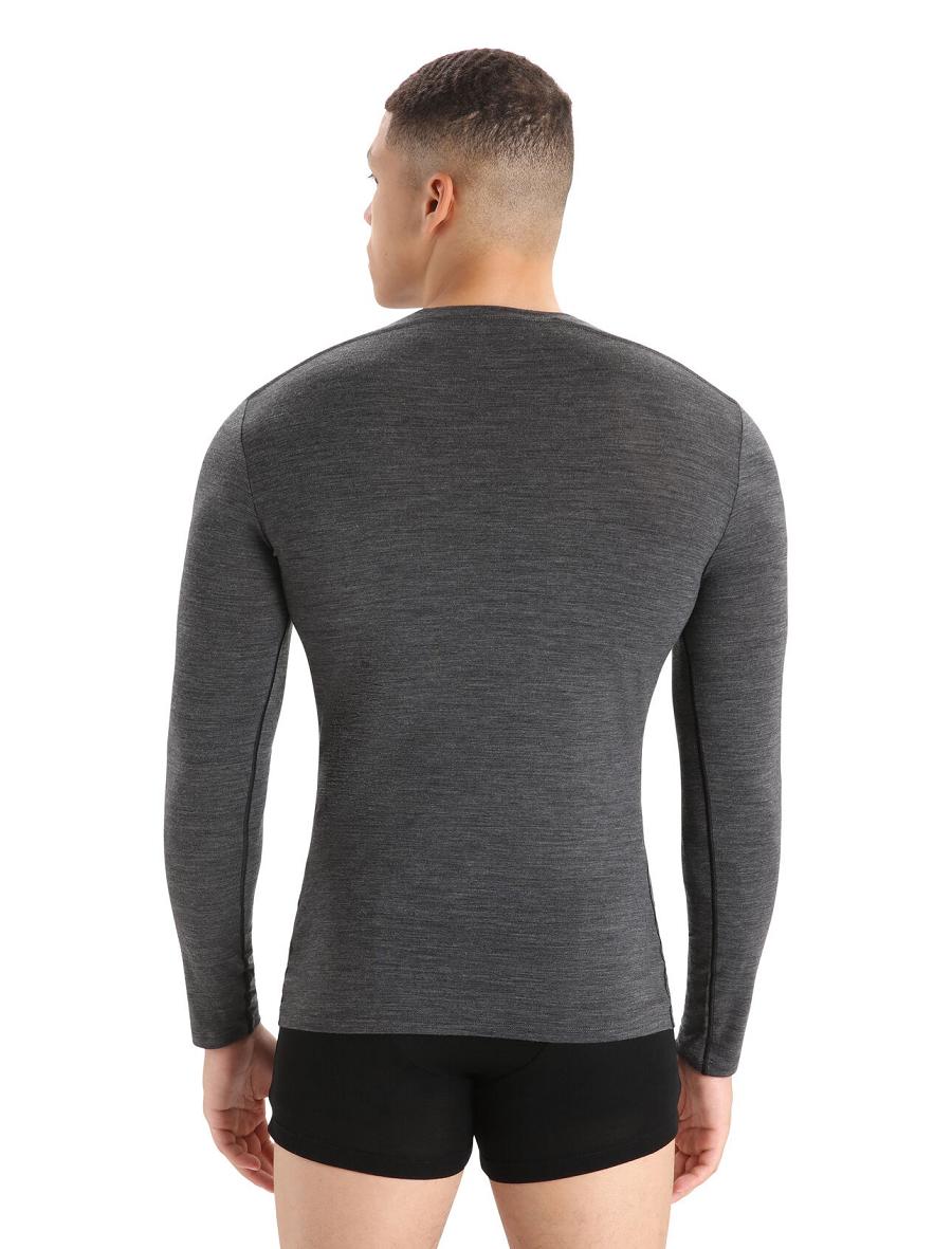 Jet Heather Icebreaker Merino Anatomica Long Sleeve Crewe T-Shirt Men's Underwear | AU 1291NWYB